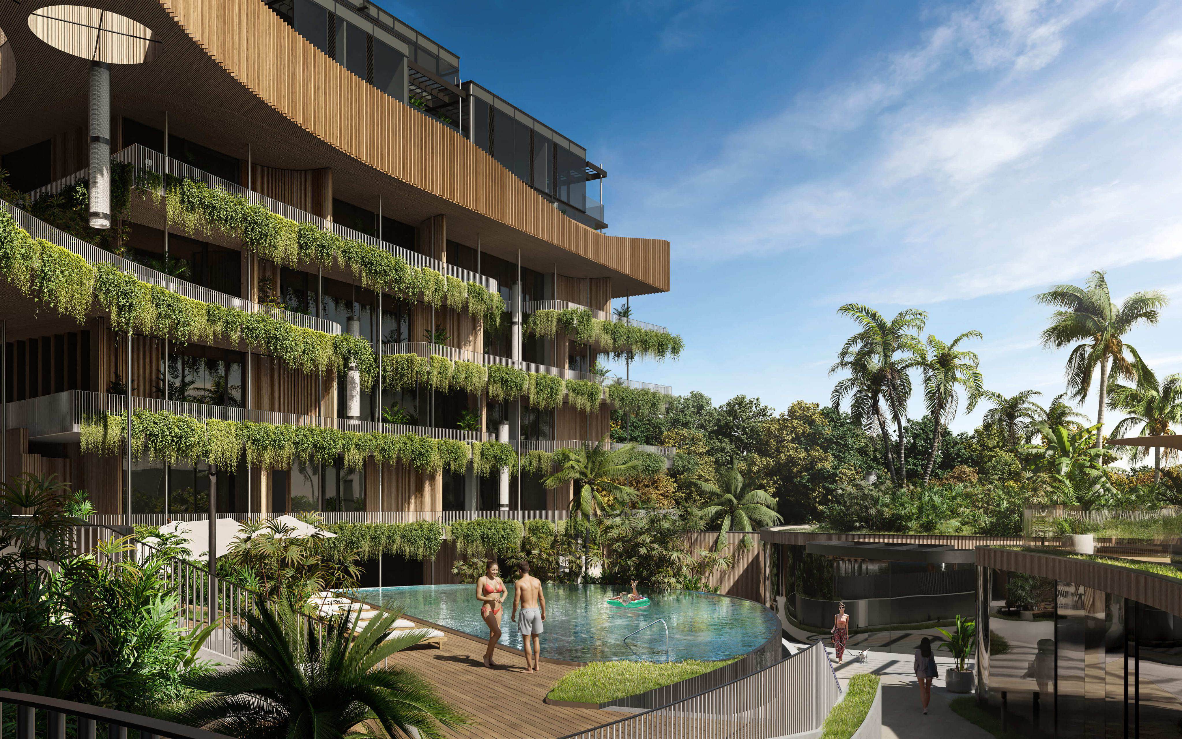 Bamboo Forest residential complex with hanging gardens and pool